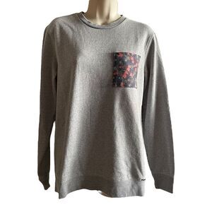 On the Byas ~ Grey sweatshirt with contrasting pineapple floral pocket ~ size M